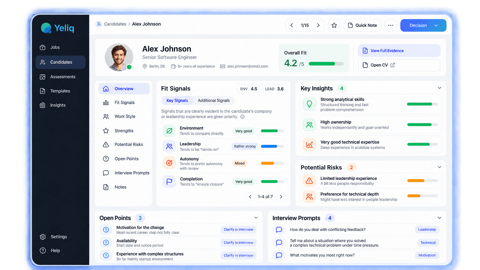 Yeliq Decision Support